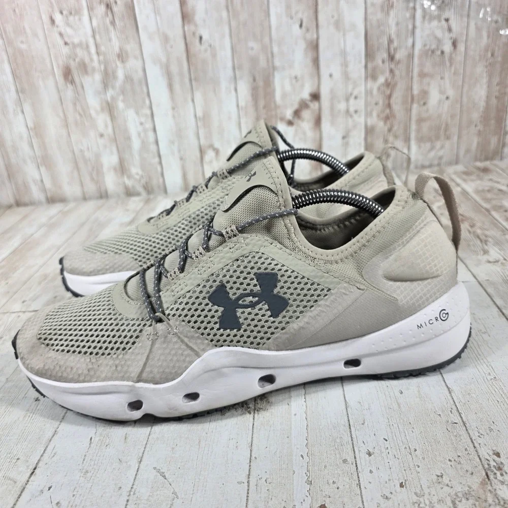 Under Armour Micro G Kilchis Mens Tan White Water Fishing Shoes Size 10